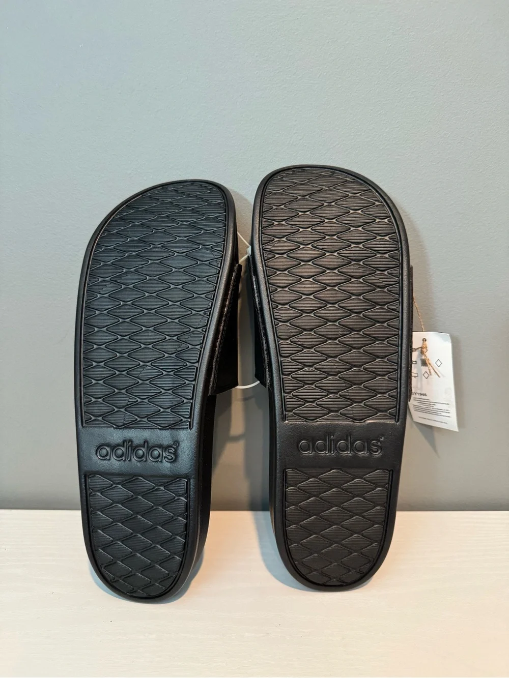 adidas Black Slides with Metallic Gold Logo NWT no box